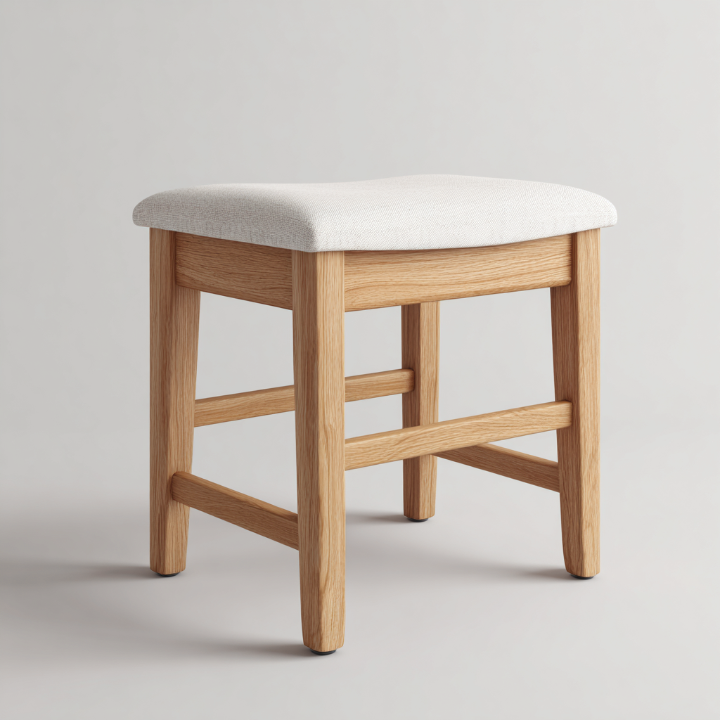 Tabouret en bois avec assise en tissu 40x35x45 cm - chêne clair/blanc - design scandinave pour salon-Homelyio