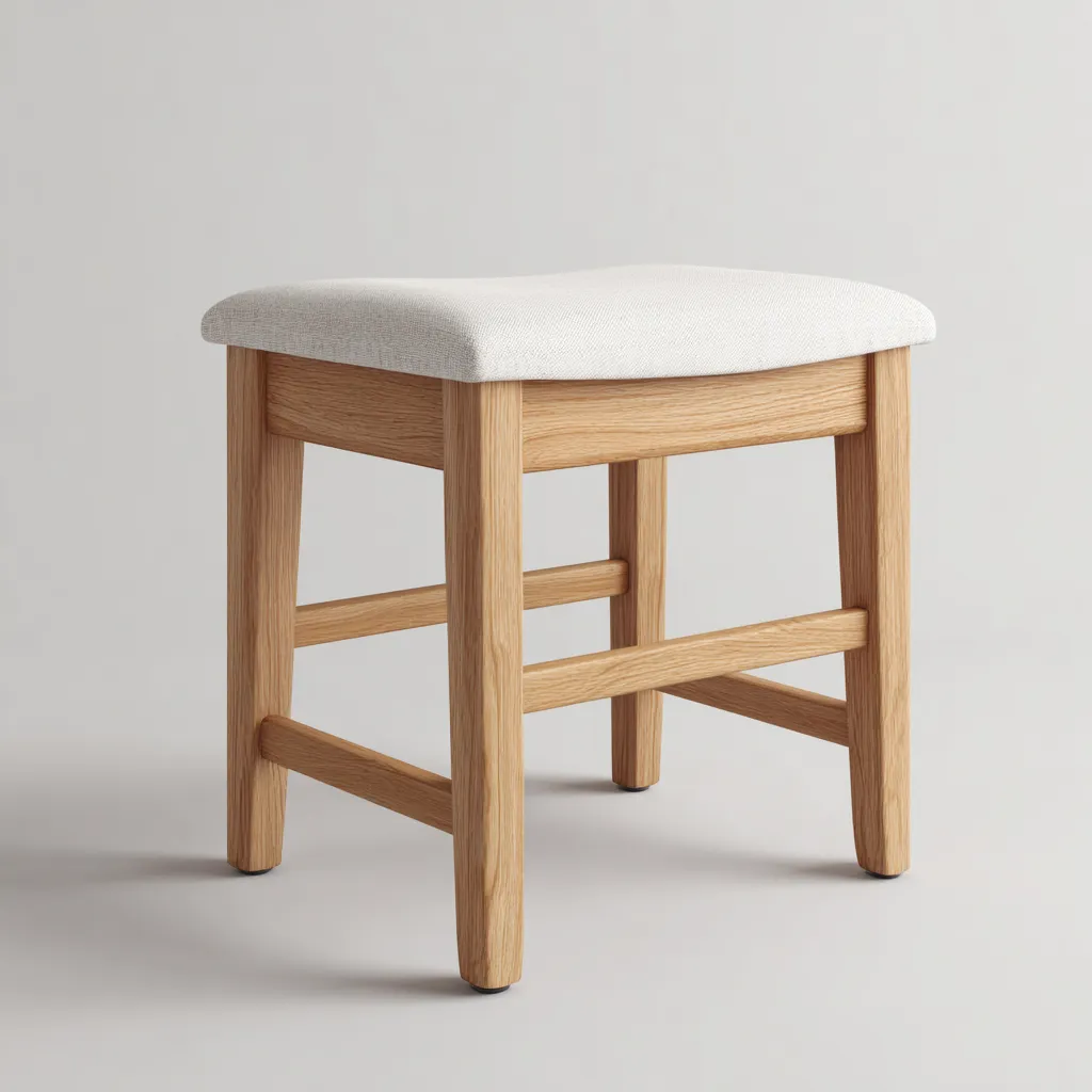 Tabouret en bois avec assise en tissu 40x35x45 cm - chêne clair/blanc - design scandinave pour salon-Homelyio
