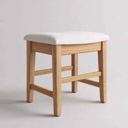 Tabouret en bois avec assise en tissu 40x35x45 cm - chêne clair/blanc - design scandinave pour salon-Homelyio