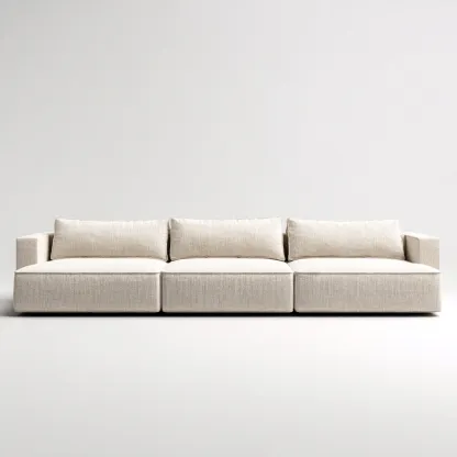 Canapé 3 places en tissu 225x100x82 cm - blanc cassé - style moderne bas pour salon-Homelyio