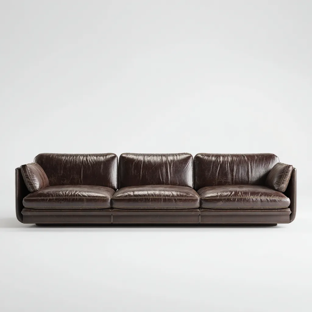 Canapé 3 places en cuir véritable 225x95x85 cm - brun foncé - design moderne pour salon-Homelyio