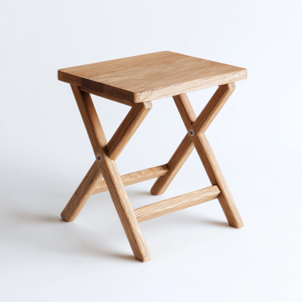 Tabouret pliant en bois 40x35x45 cm - chêne naturel - design fonctionnel pour salon-Homelyio