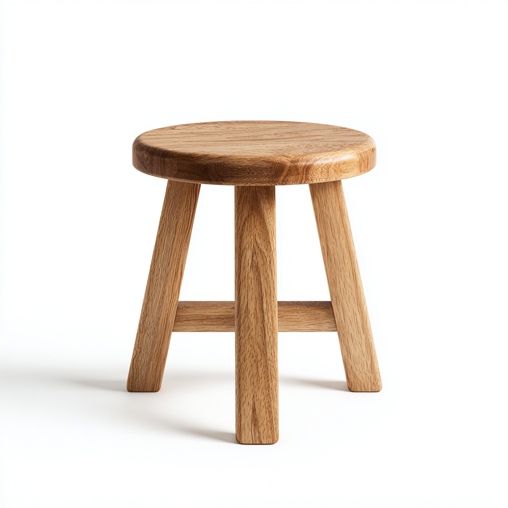 Tabouret rond en bois massif 35x35x43 cm - chêne - style scandinave-Homelyio