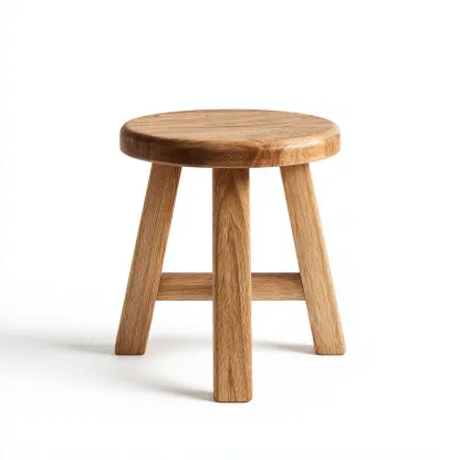 Tabouret rond en bois massif 35x35x43 cm - chêne - style scandinave-Homelyio