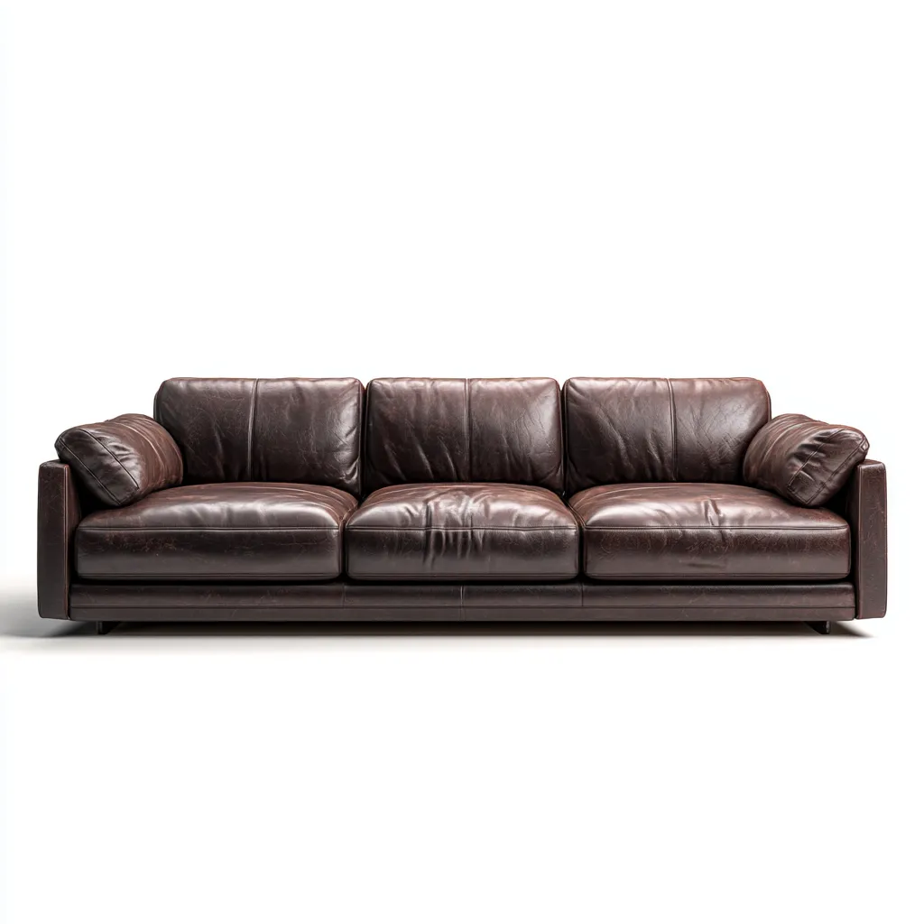 Canapé 3 places en cuir véritable 225x97x85 cm - brun foncé - style moderne-Homelyio