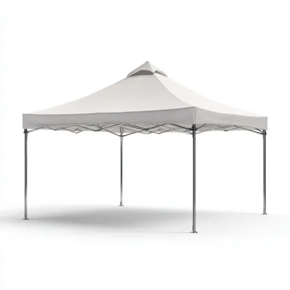 Tonnelle de jardin en acier 400x400x270 cm - blanc cassé - structure pliante robuste-Homelyio
