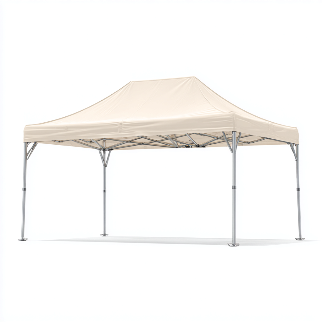 Tonnelle de jardin acier - polyester 450x300x260 cm - beige - usage jardin structure pliable résistante aux intempéries-Homelyio