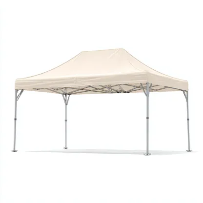 Tonnelle de jardin acier - polyester 450x300x260 cm - beige - usage jardin structure pliable résistante aux intempéries-Homelyio