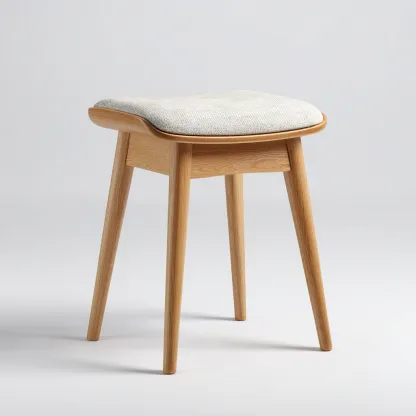 Tabouret en tissu et bois 43x38x47 cm - beige/chêne clair - style scandinave-Homelyio