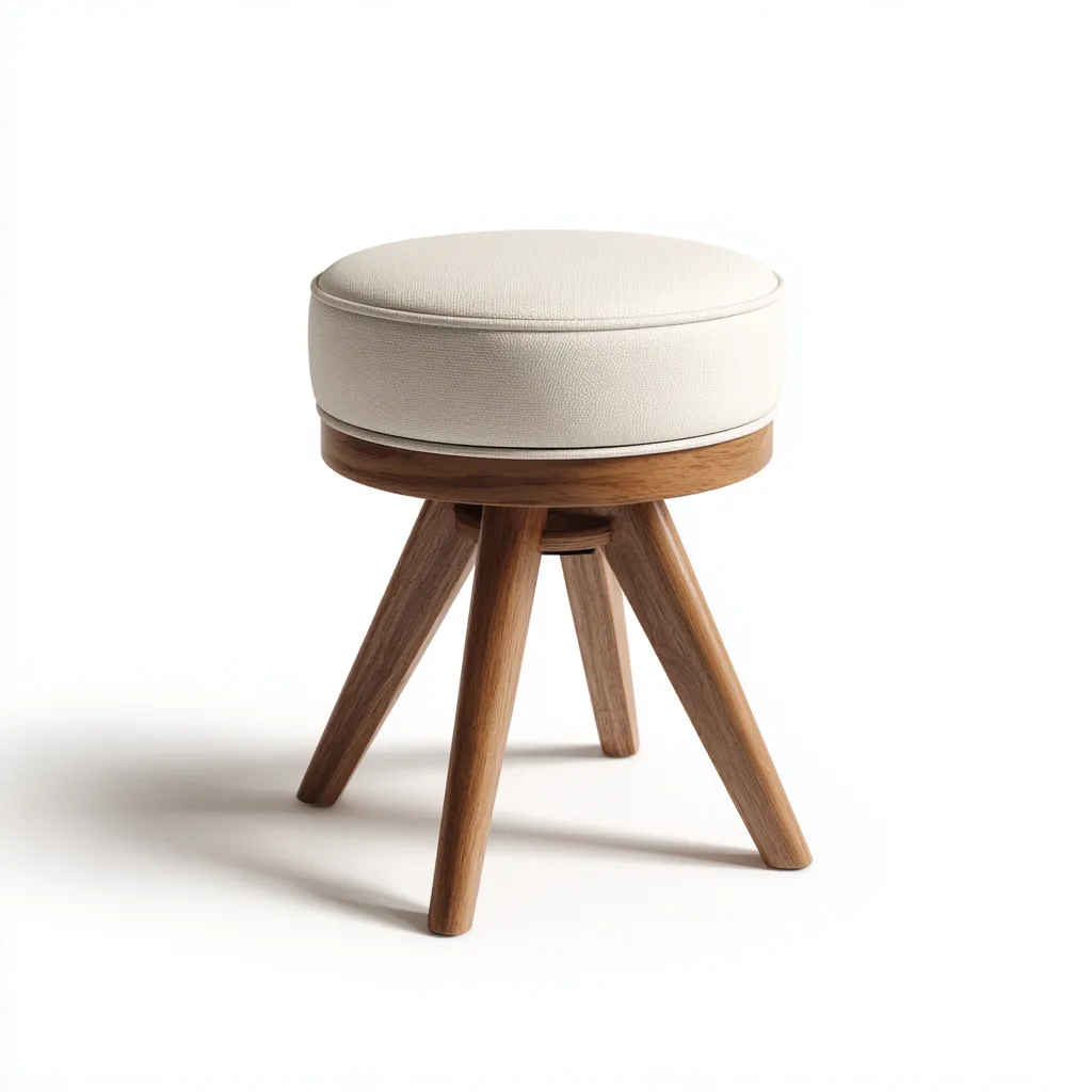 Tabouret en tissu et bois 37x37x47 cm - beige/chêne - design contemporain pour salon-Homelyio