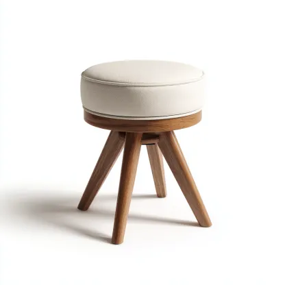 Tabouret en tissu et bois 37x37x47 cm - beige/chêne - design contemporain pour salon-Homelyio