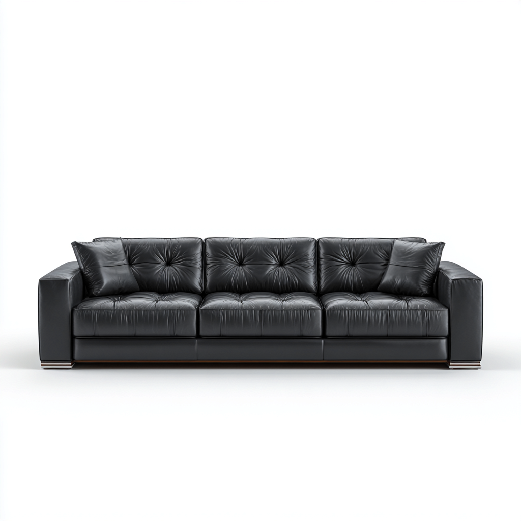 Canapé 3 places en cuir véritable 220x95x85 cm - noir - style moderne-Homelyio