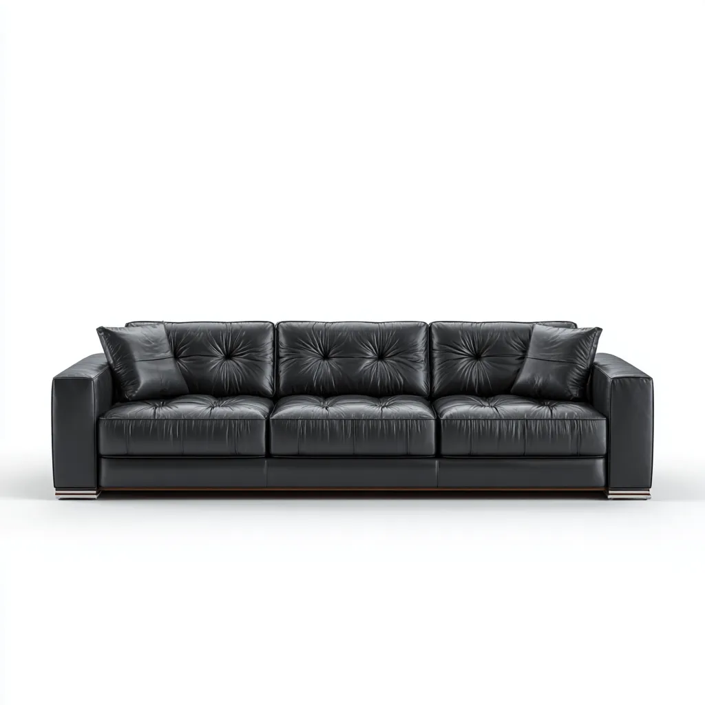 Canapé 3 places en cuir véritable 220x95x85 cm - noir - style moderne-Homelyio