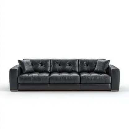 Canapé 3 places en cuir véritable 220x95x85 cm - noir - style moderne-Homelyio