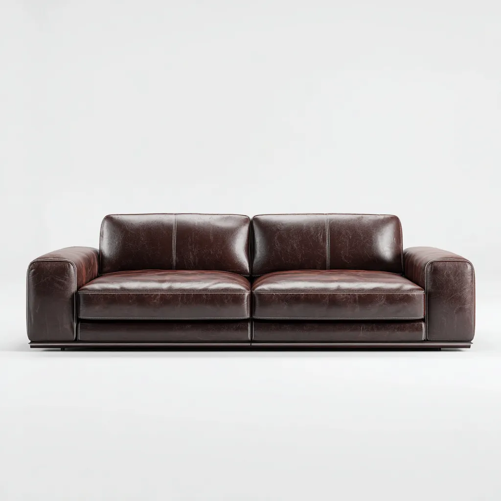 Canapé 3 places en cuir véritable 220x95x84 cm - marron foncé - base basse style moderne pour salon-Homelyio