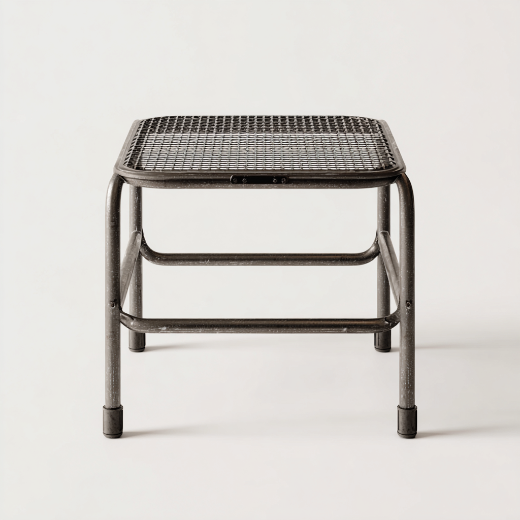 Tabouret en métal grillagé 42x42x46 cm - gris - style industriel pour salon-Homelyio