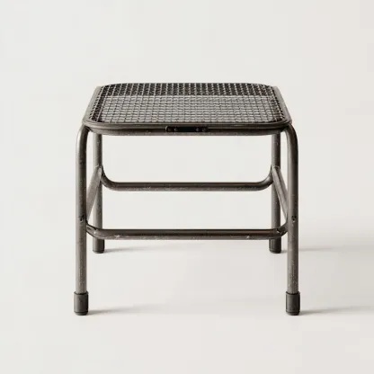 Tabouret en métal grillagé 42x42x46 cm - gris - style industriel pour salon-Homelyio