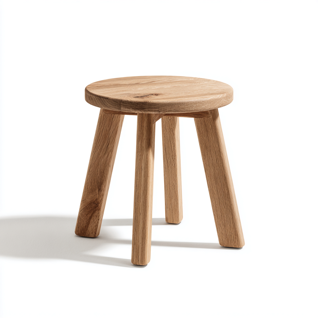 Tabouret rond en bois massif 36x36x43 cm - chêne - style naturel-Homelyio