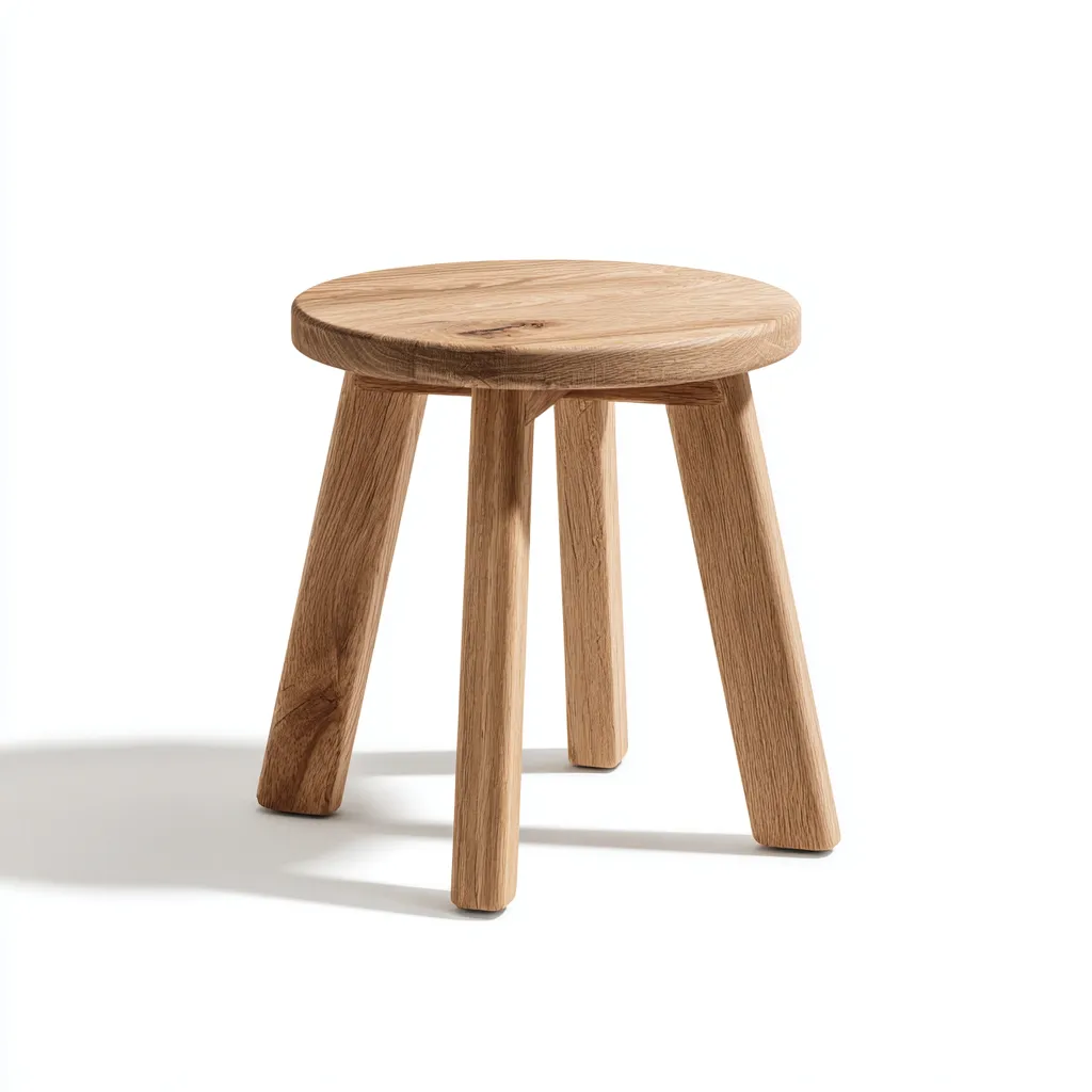 Tabouret rond en bois massif 36x36x43 cm - chêne - style naturel-Homelyio