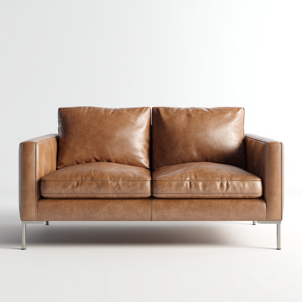 Canapé 2 places en cuir véritable 162x88x84 cm - marron - style moderne pour salon-Homelyio