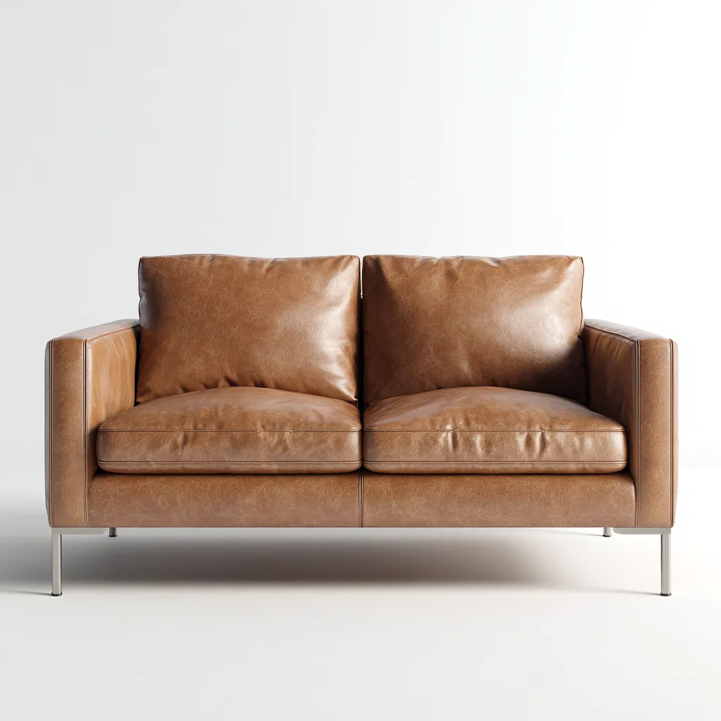 Canapé 2 places en cuir véritable 162x88x84 cm - marron - style moderne pour salon-Homelyio