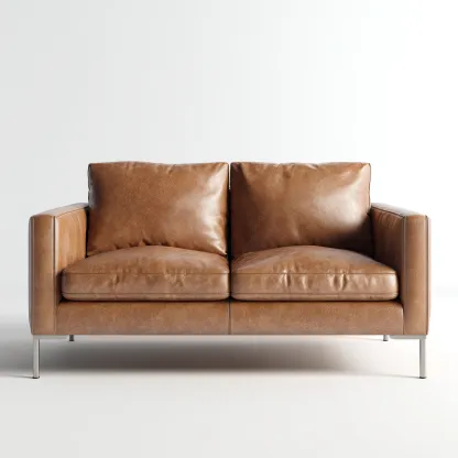 Canapé 2 places en cuir véritable 162x88x84 cm - marron - style moderne pour salon-Homelyio