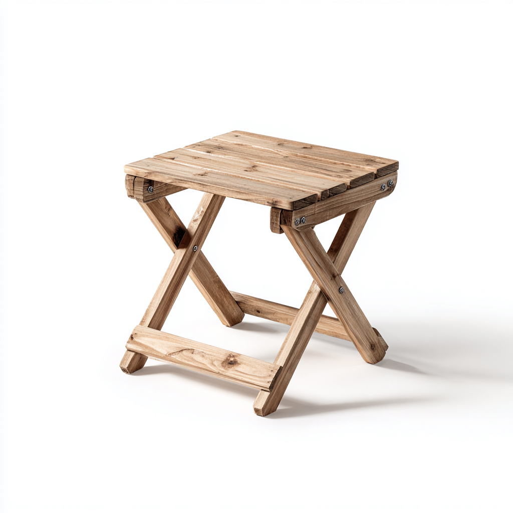 Tabouret pliant en bois 40x40x45 cm - chêne naturel - style rustique-Homelyio