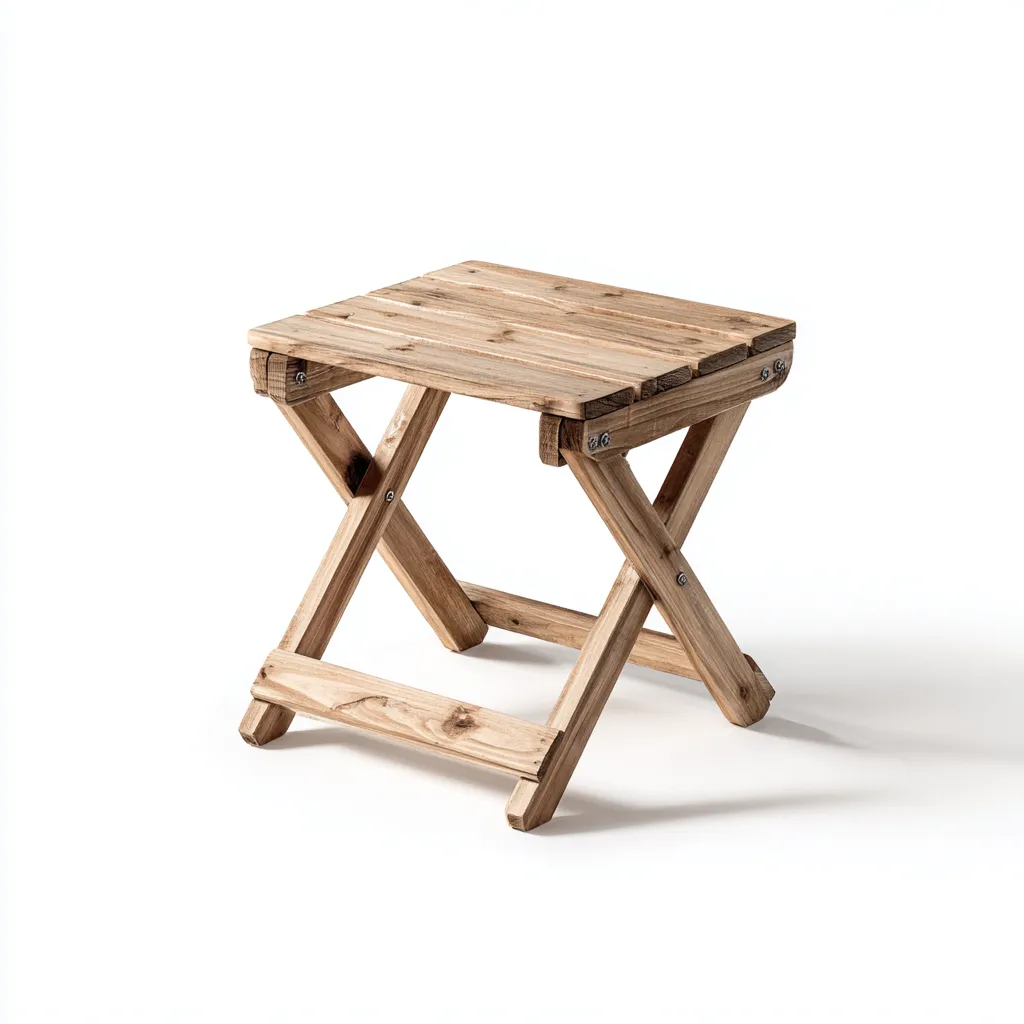 Tabouret pliant en bois 40x40x45 cm - chêne naturel - style rustique-Homelyio