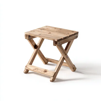 Tabouret pliant en bois 40x40x45 cm - chêne naturel - style rustique-Homelyio