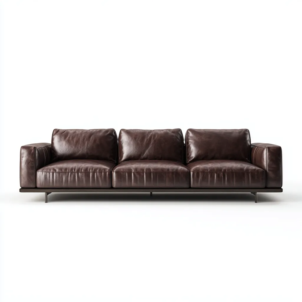 Canapé 3 places en cuir véritable 220x96x85 cm - brun foncé - style moderne-Homelyio