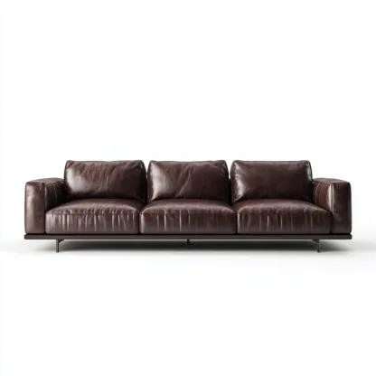 Canapé 3 places en cuir véritable 220x96x85 cm - brun foncé - style moderne-Homelyio