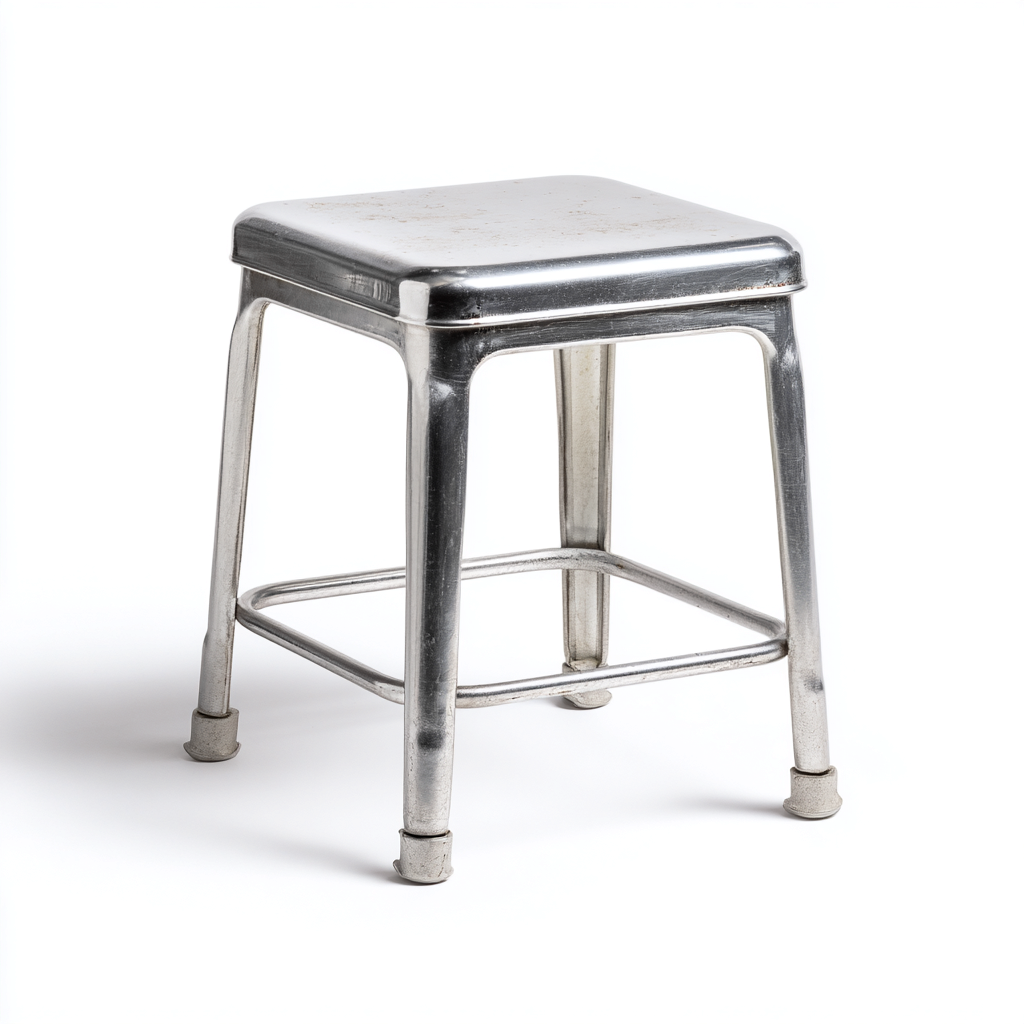 Tabouret en métal 38x38x45 cm - argent - style industriel pour salon-Homelyio