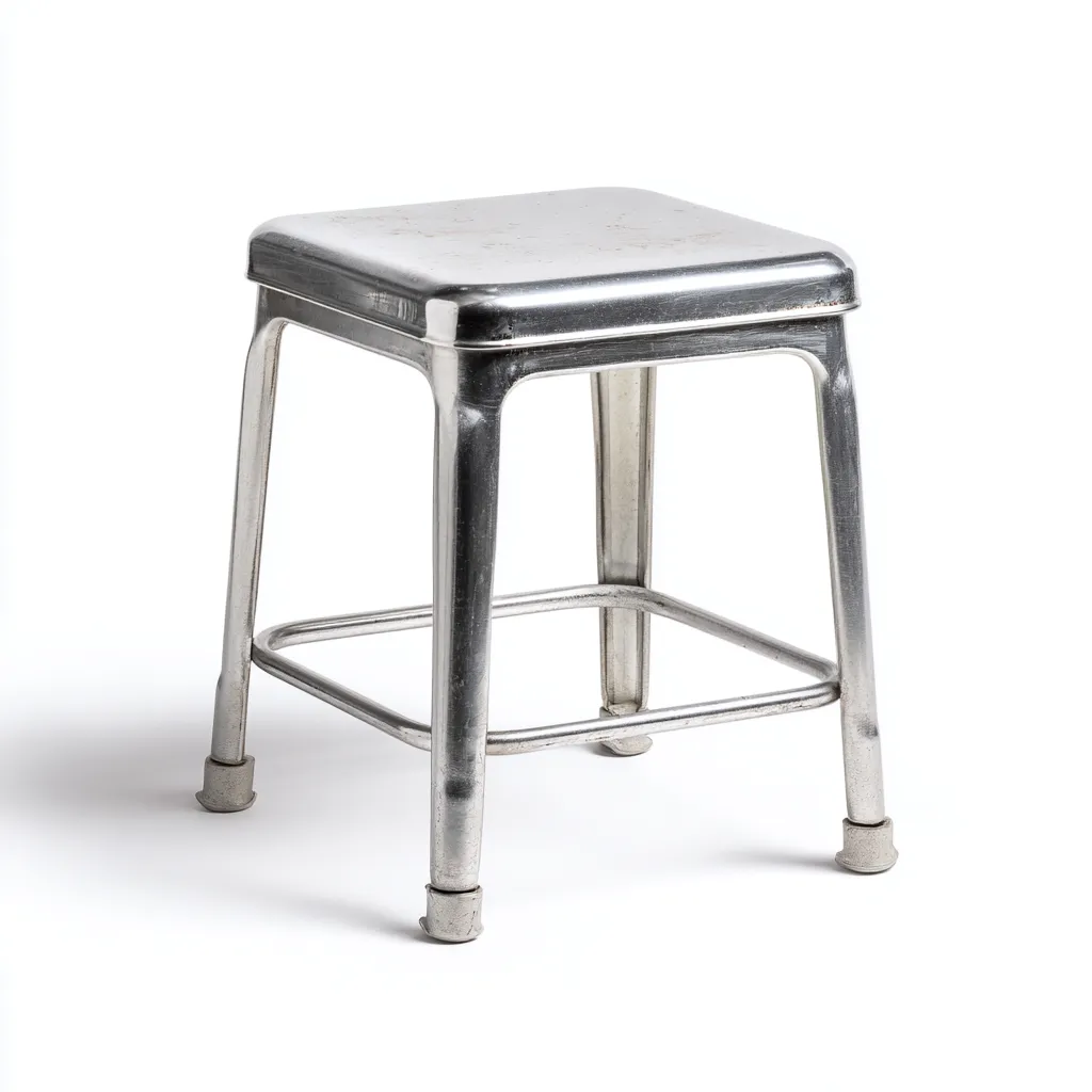 Tabouret en métal 38x38x45 cm - argent - style industriel pour salon-Homelyio