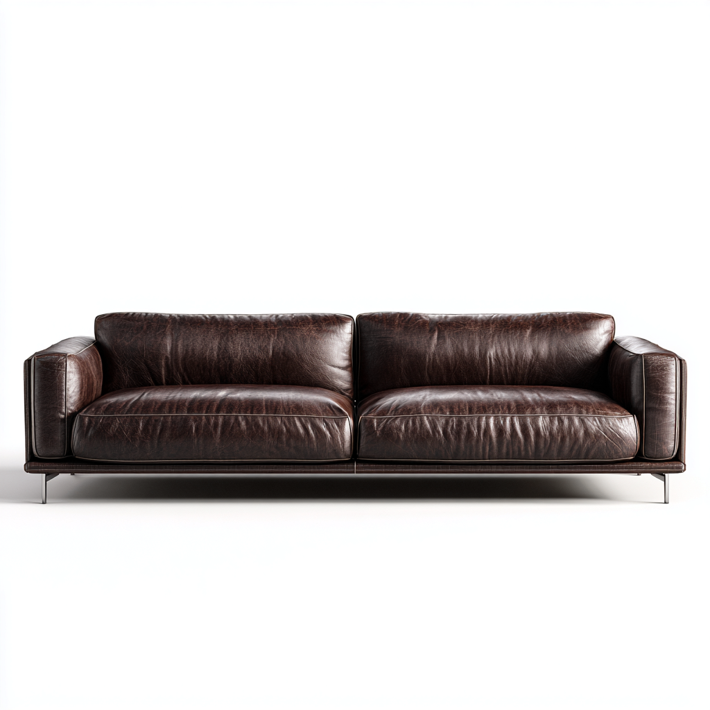 Canapé 3 places en cuir véritable 215x94x83 cm - brun foncé - style moderne-Homelyio
