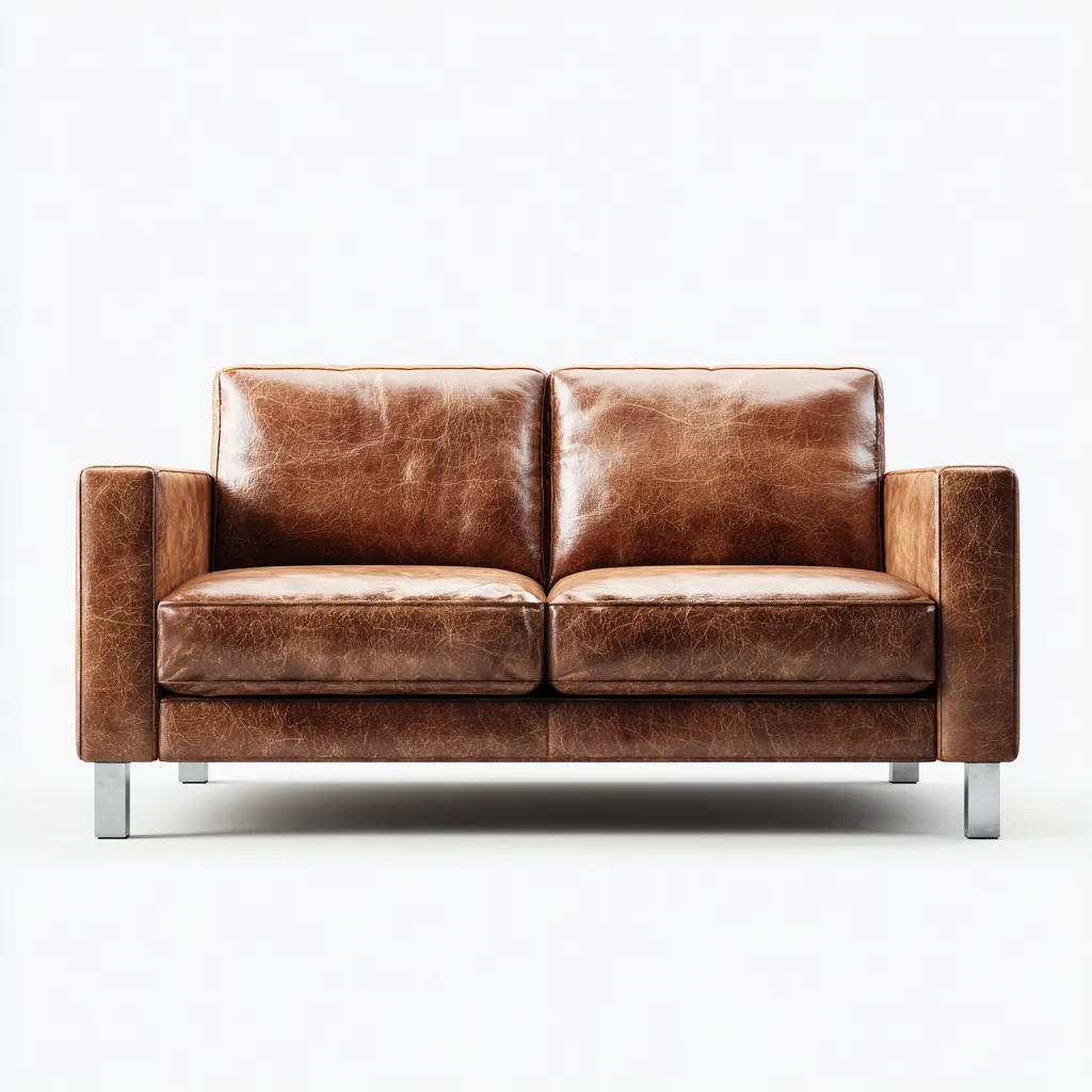 Canapé 2 places en cuir véritable 168x87x83 cm - brun - style industriel pour salon-Homelyio