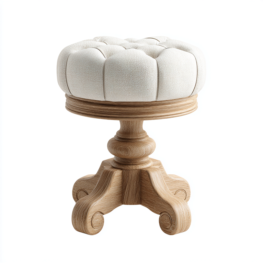 Tabouret en tissu et bois 40x40x48 cm - beige/chêne clair - style classique-Homelyio