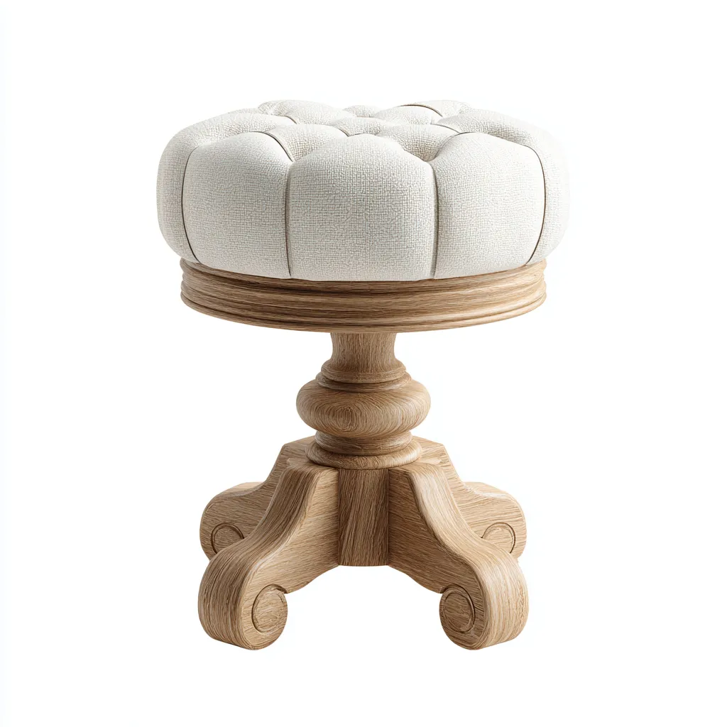 Tabouret en tissu et bois 40x40x48 cm - beige/chêne clair - style classique-Homelyio