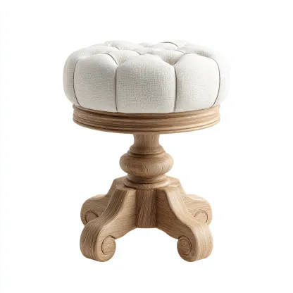 Tabouret en tissu et bois 40x40x48 cm - beige/chêne clair - style classique-Homelyio