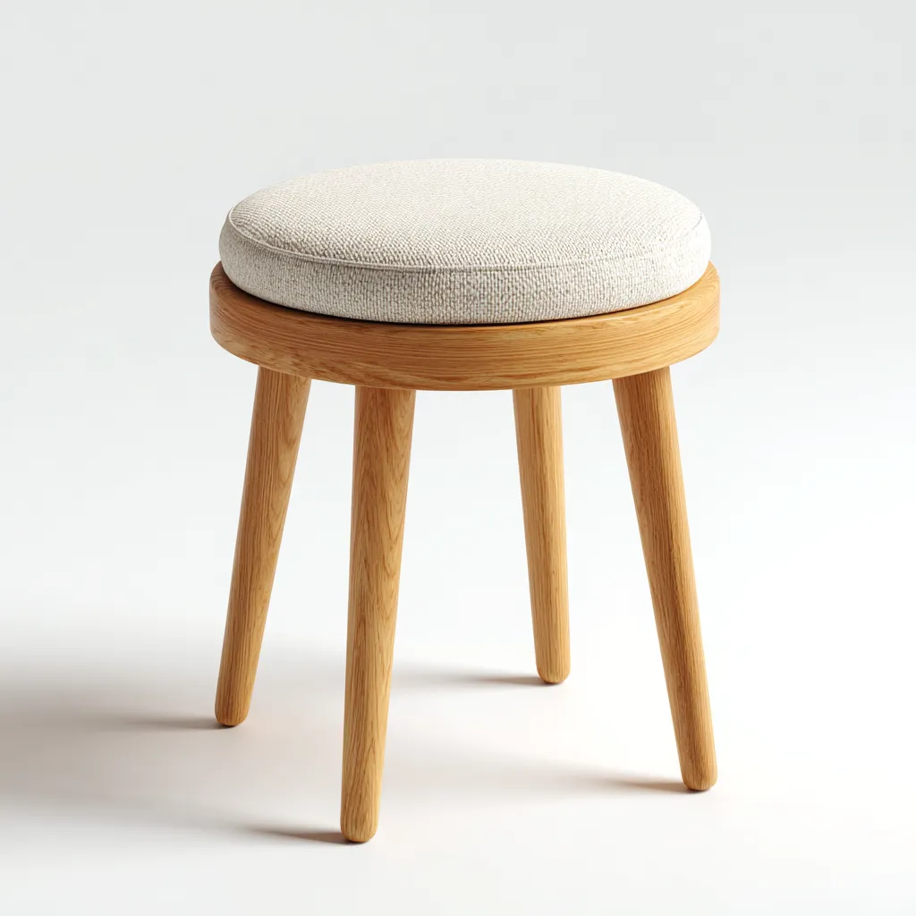Tabouret en tissu et bois 36x36x45 cm - beige/chêne - style scandinave pour salon-Homelyio