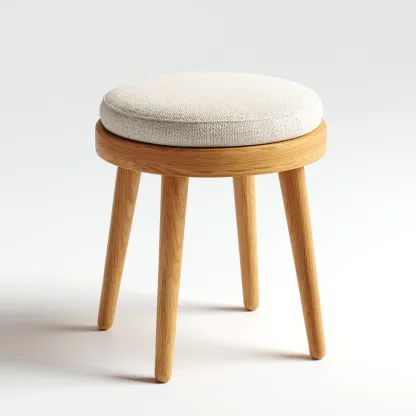 Tabouret en tissu et bois 36x36x45 cm - beige/chêne - style scandinave pour salon-Homelyio