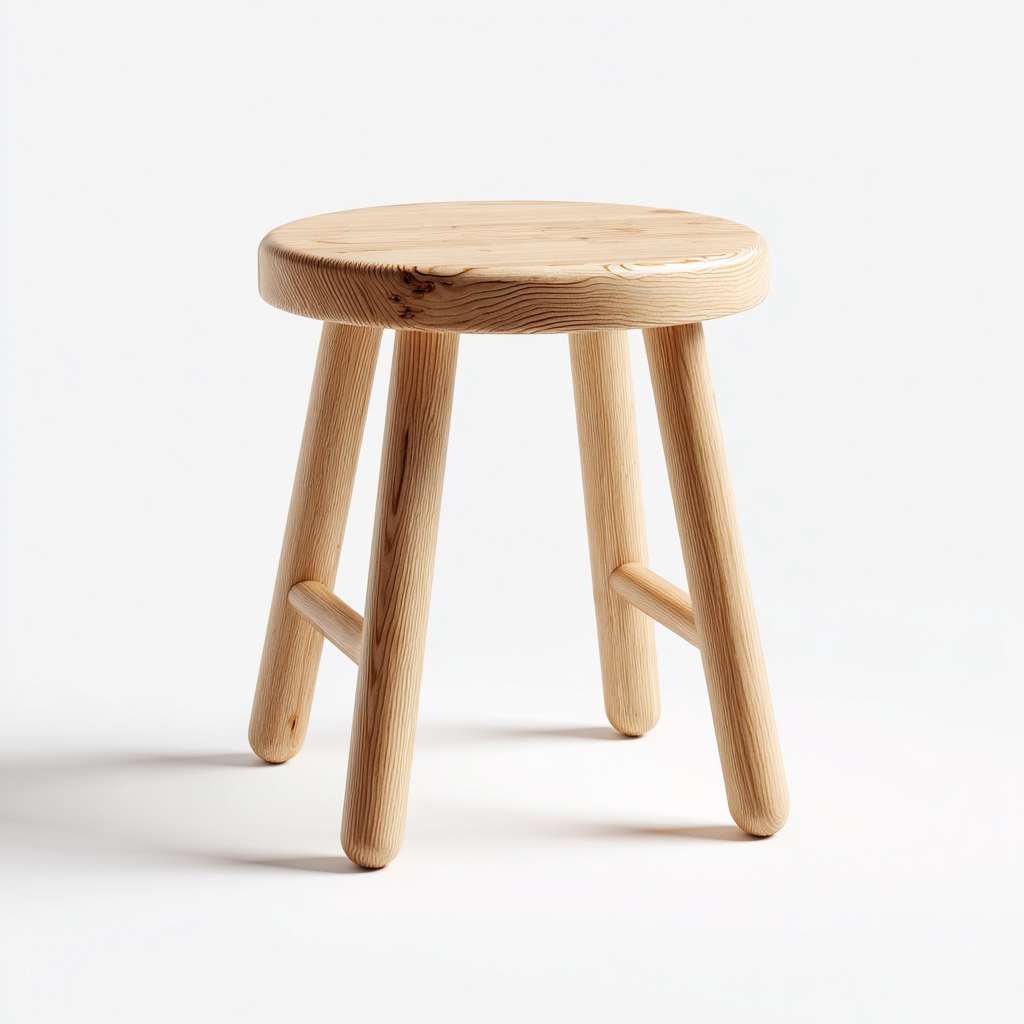 Tabouret rond en bois massif 34x34x42 cm - bois clair - style naturel-Homelyio