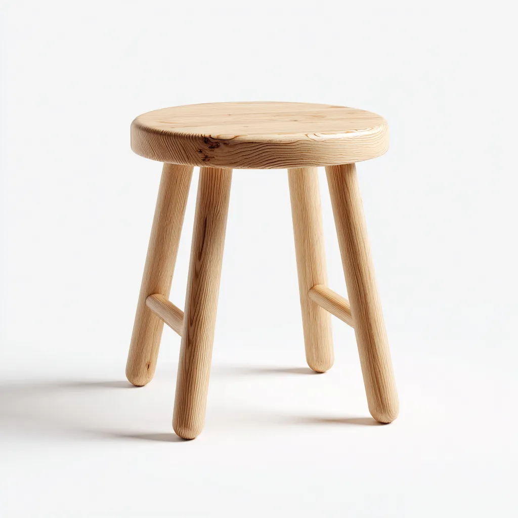 Tabouret rond en bois massif 34x34x42 cm - bois clair - style naturel-Homelyio