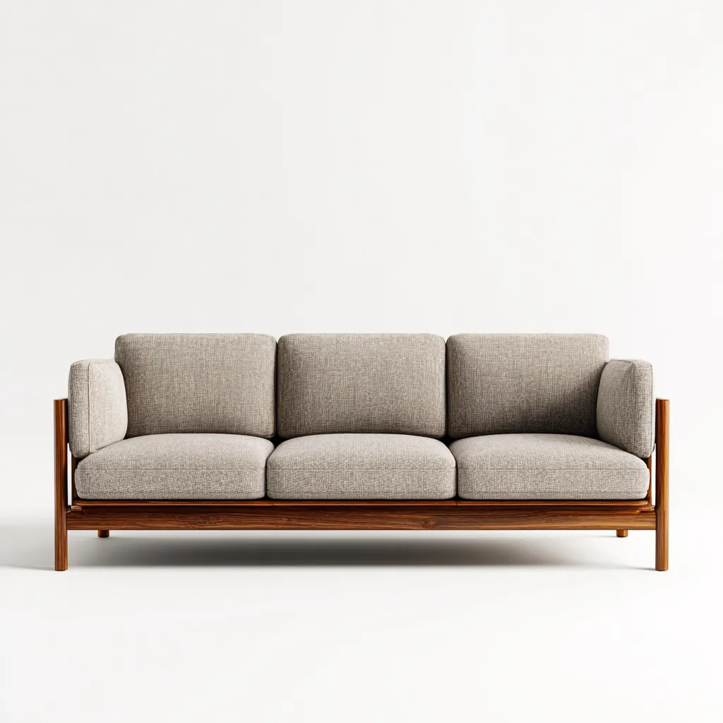 Canapé 3 places en tissu 212x93x85 cm - gris beige clair - structure en bois massif style contemporain pour salon-Homelyio