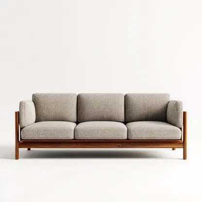 Canapé 3 places en tissu 212x93x85 cm - gris beige clair - structure en bois massif style contemporain pour salon-Homelyio