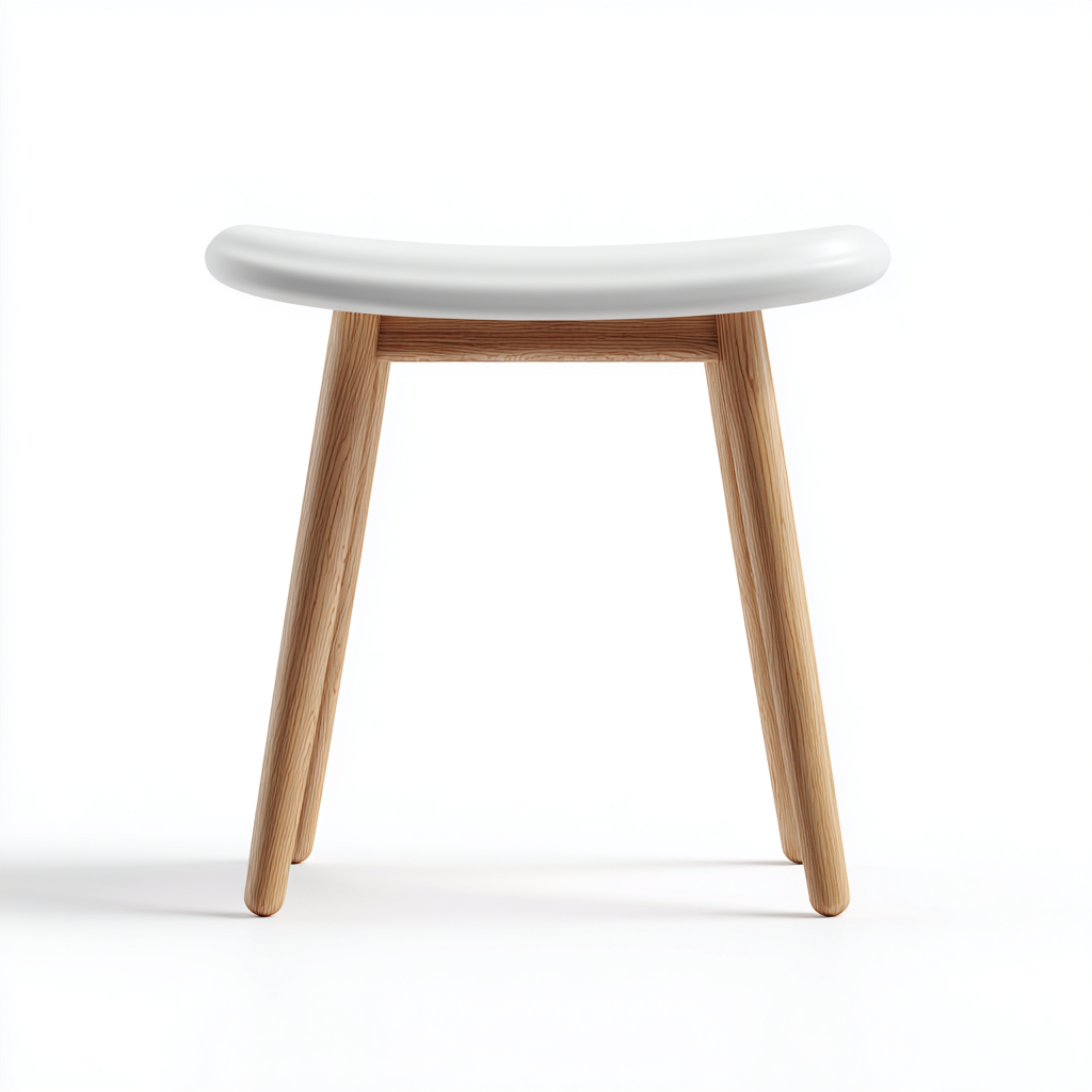 Tabouret en bois et résine 40x35x45 cm - blanc/bois naturel - style moderne pour salon-Homelyio