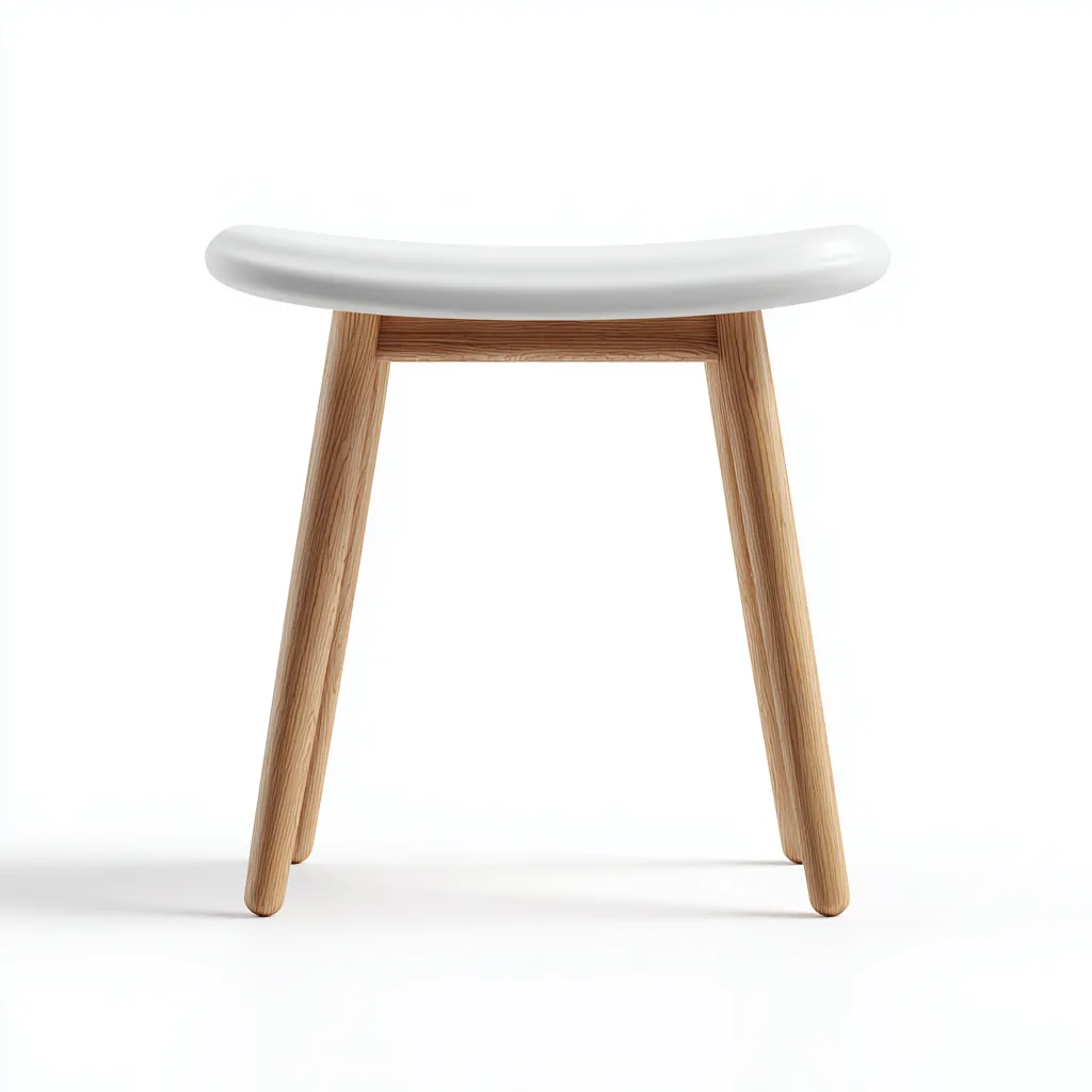 Tabouret en bois et résine 40x35x45 cm - blanc/bois naturel - style moderne pour salon-Homelyio