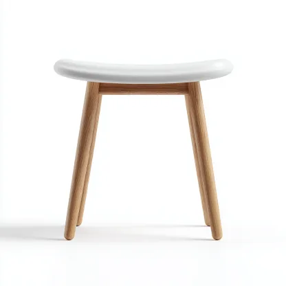Tabouret en bois et résine 40x35x45 cm - blanc/bois naturel - style moderne pour salon-Homelyio