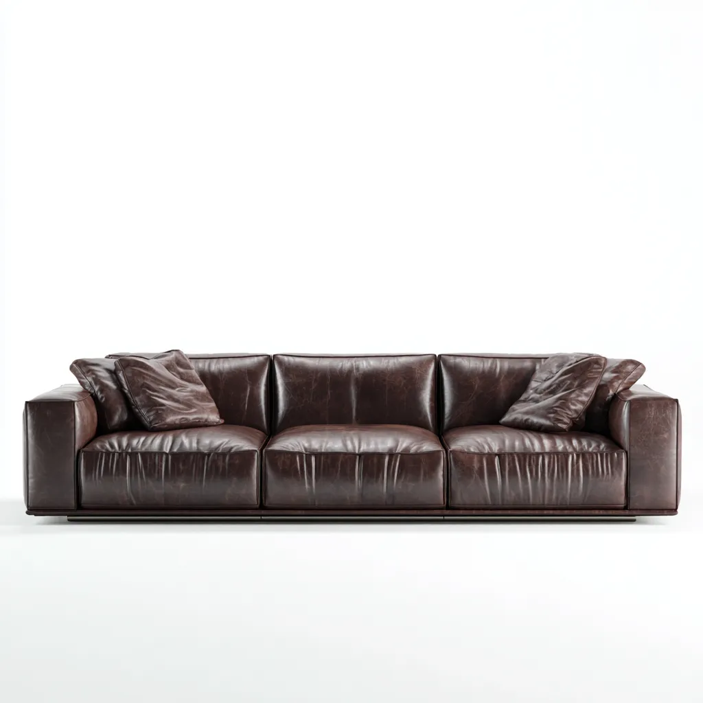 Canapé 3 places en cuir véritable 220x100x85 cm - brun foncé - style contemporain pour salon-Homelyio