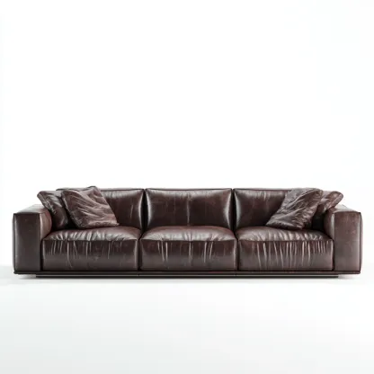 Canapé 3 places en cuir véritable 220x100x85 cm - brun foncé - style contemporain pour salon-Homelyio