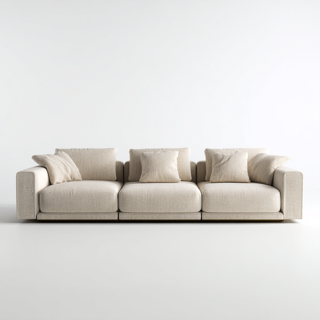 Canapé 3 places en tissu 225x98x85 cm - beige clair - style moderne-Homelyio